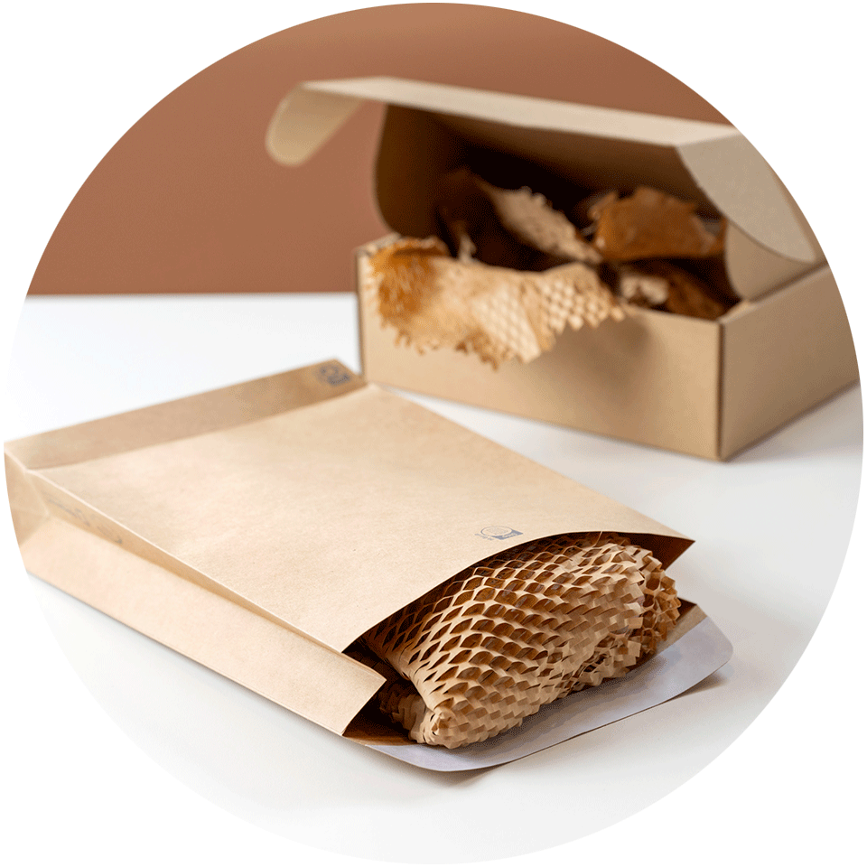 Paper postage satchel and carton