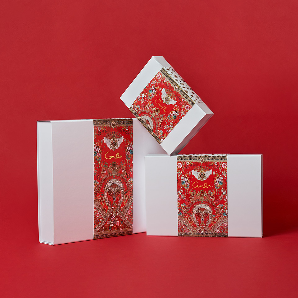 Image of bespoke packaging range for CAMILLA by PaperPak