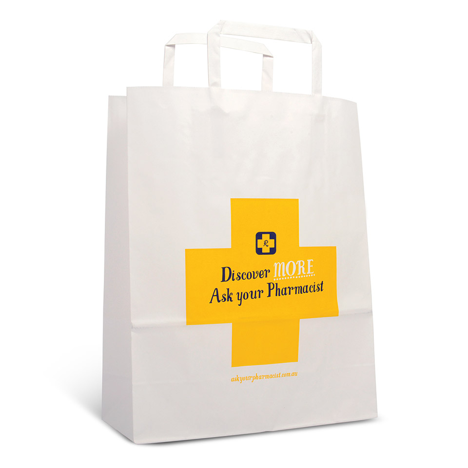 Image of white paper bag with Pharmacy Guild logo